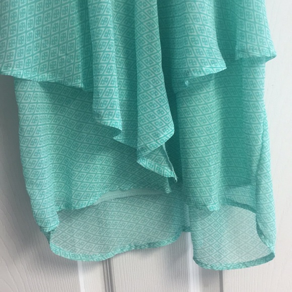 Aqua patterned silky top - Picture 3 of 7
